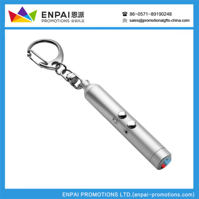 Hot selling promotional wholesale Laser pointer keychain with a LED,packed in a nice tin box